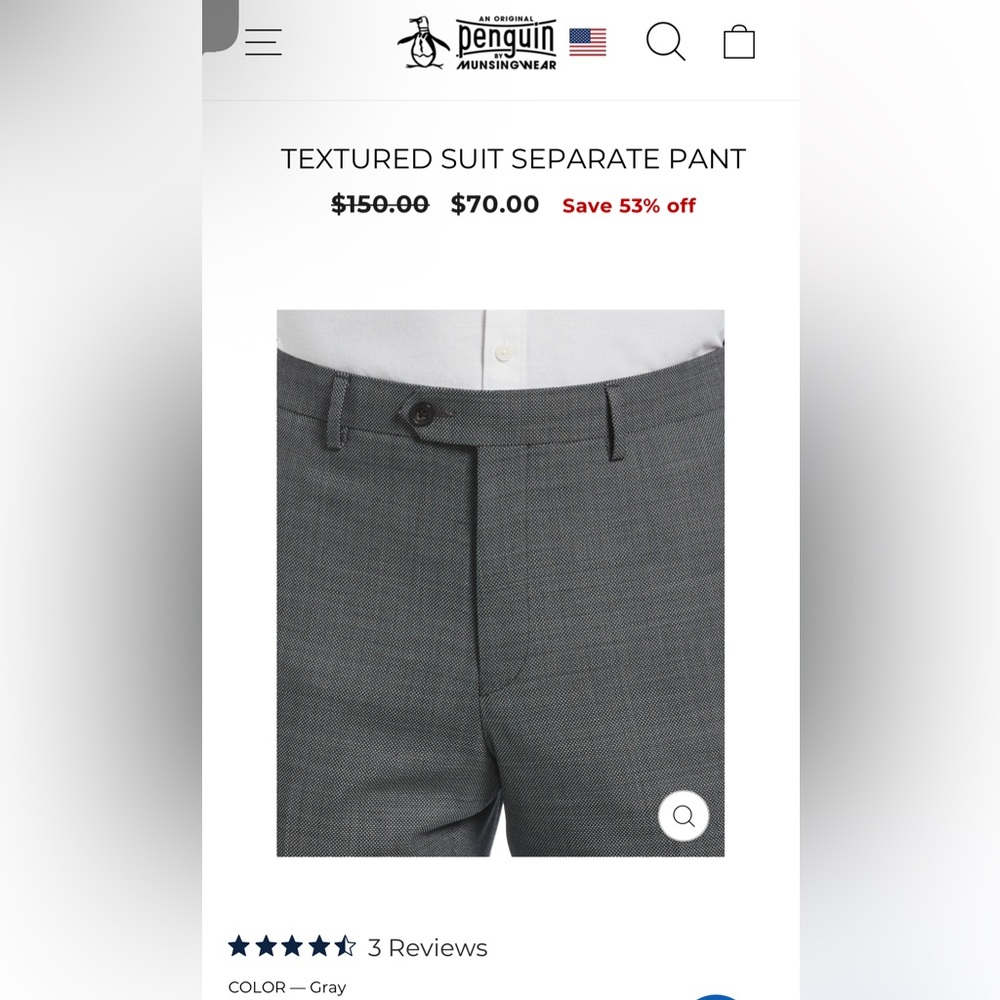 Original Penguin Men's Gray Dress Pants, 32x32 - Picture 3 of 9